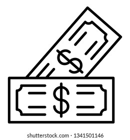 Dollar cash icon. Outline dollar cash vector icon for web design isolated on white background