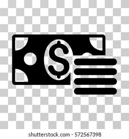 Dollar Cash icon. Vector illustration style is flat iconic symbol, black color, transparent background. Designed for web and software interfaces.