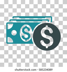 Dollar Cash icon. Vector illustration style is flat iconic bicolor symbol, soft blue colors, transparent background. Designed for web and software interfaces.