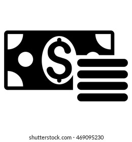Dollar Cash icon. Vector style is flat iconic symbol with rounded angles, black color, white background.