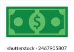 Dollar cash money United States of America currency note in green color vector illustration. Dollar bill, green currency bank note, cash and money symbol. Flat vector illustration.