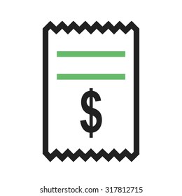 Dollar, cash, receipt, icon vector image.Can also be used for banking, finance, business. Suitable for web apps, mobile apps and print media.