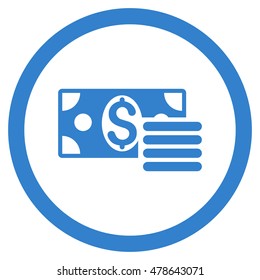 Dollar Cash rounded icon. Vector illustration style is flat iconic symbol, cobalt color, white background.