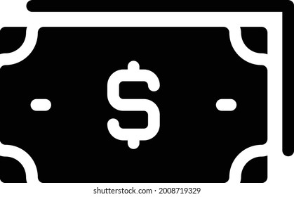 icono plano de glifo vector de efectivo en dólares