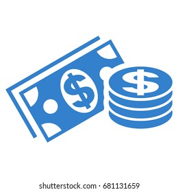 Dollar Cash vector icon. Flat cobalt symbol. Pictogram is isolated on a white background. Designed for web and software interfaces.