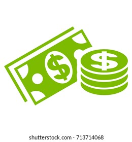 Dollar Cash vector icon. Flat eco green symbol. Pictogram is isolated on a white background. Designed for web and software interfaces.