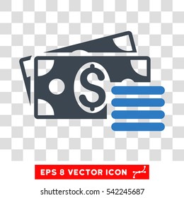 Dollar Cash vector icon. Image style is a flat smooth blue pictogram symbol.