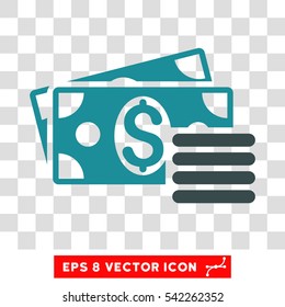 Dollar Cash vector icon. Image style is a flat soft blue icon symbol.