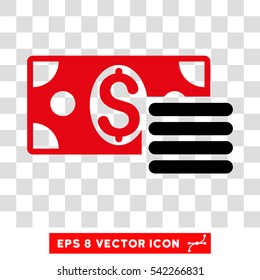 Dollar Cash vector icon. Image style is a flat intensive red and black iconic symbol.