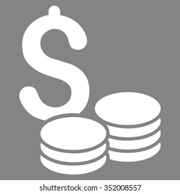 Dollar Cash vector icon. Style is flat symbol, white color, rounded angles, gray background.