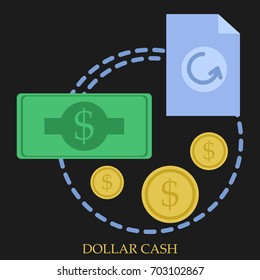 Dollar cash vector illustration. Flat style design. Colorful graphics