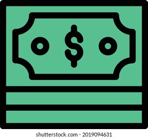 dollar cash vector line colour icon