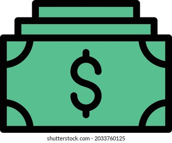 dollar cash vector line colour icon