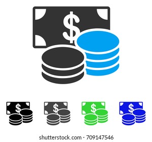 Dollar Cash vector pictogram. Style is a flat graphic symbol in black, grey, blue, green color versions. Designed for web and mobile apps.