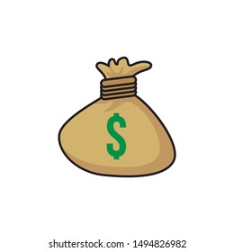 dollar cash yellow color green sign icon in flat style isolated. Vector Symbol illustration.