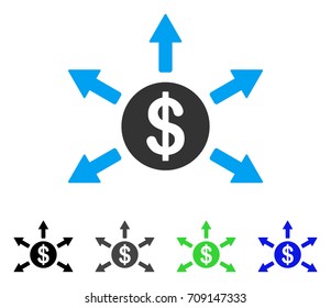 Dollar Cashout Arrows vector icon. Style is a flat graphic symbol in black, grey, blue, green color versions. Designed for web and mobile apps.