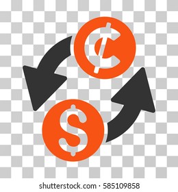 Dollar Cent Exchange icon. Vector illustration style is flat iconic bicolor symbol, orange and gray colors, transparent background. Designed for web and software interfaces.