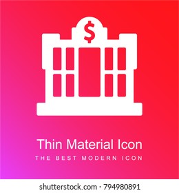Dollar central bank building red and pink gradient material white icon minimal design