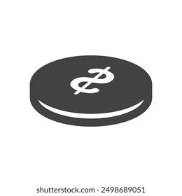 Dollar cents icon single coin, vector penny design element isolate.