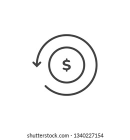 Dollar change icon. Cash back money refund conceps,currency exchange. Vector illustration.