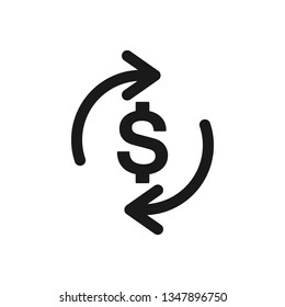 Dollar changing vector icon. Refreshing dollar rate icon