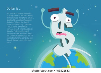 Dollar character. Vector. Dollar grabs the Earth.