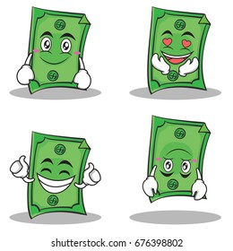 Dollar characters cartoon style set collection