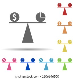 Dollar, chart, budget balance in multi color style icon. Simple glyph, flat vector of business icons for ui and ux, website or mobile application