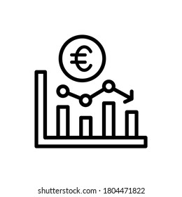 Dólar, gráfico, icono del euro. Línea simple, contorno de elementos vectores de iconos económicos para ui y ux, sitio web o aplicación móvil