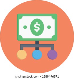 Dollar-Diagramm, flache Vektorfarbe