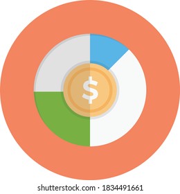 dollar chart vector flat color icon