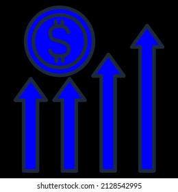 dollar up chart vector icon sign symbol. isolated graphic illustration