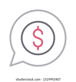 dollar chat colour line vector icon