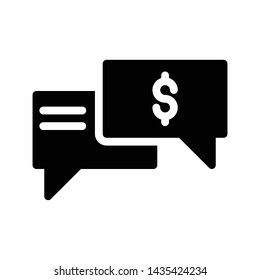 dollar chat glyph flat vector icon