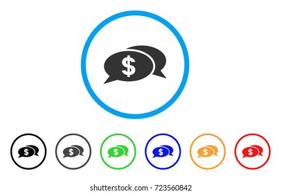 Dollar Chat rounded icon. Style is a flat dollar chat gray symbol inside light blue circle with black, gray, green, blue, red, orange variants. Vector designed for web and software interfaces.