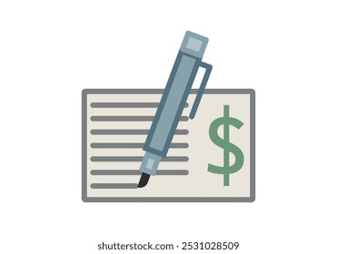 Dollar check with blue pen