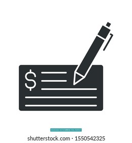 Dollar check icon vector illustration logo template for many purpose. Isolated on white background.