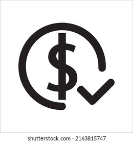Dollar with check mark line icon. linear style sign for mobile concept and web design. Dollar with check mark outline vector icon. Symbol, logo illustration. Pixel perfect vector graphics