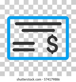 Dollar Cheque icon. Vector illustration style is flat iconic bicolor symbol, blue and gray colors, transparent background. Designed for web and software interfaces.