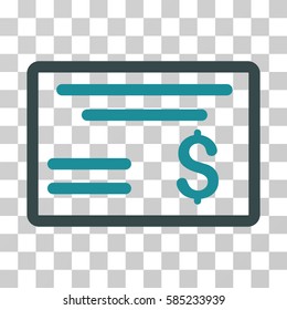 Dollar Cheque icon. Vector illustration style is flat iconic bicolor symbol, soft blue colors, transparent background. Designed for web and software interfaces.