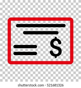 Dollar Cheque icon. Vector pictogram style is a flat symbol, color, chess transparent background. Designed for software and web interface toolbars and menus.