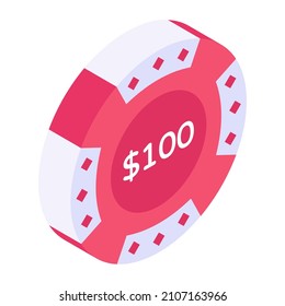 A dollar chip, nominal side isometric icon 

