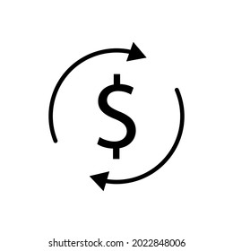 Dollar in circle icon. outline style. Design template vector