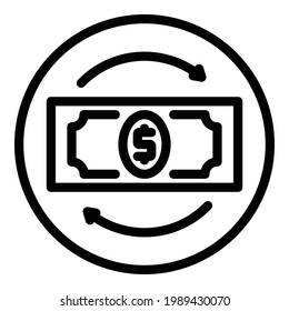 Dollar circle icon. Outline Dollar circle vector icon for web design isolated on white background