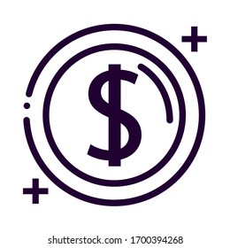 dollar circular notice line style icon vector illustration design