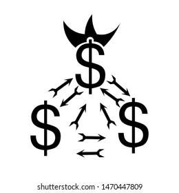dollar circulation black icon elements sign simple logo, badge, label. vector symbol symbol letter s dollar