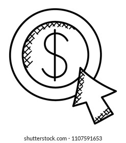 
A dollar with a click symbolising pay per click concept
