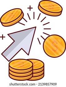 dollar click Vector illustration on a transparent background.Premium quality symmbols. vector line flat  icon for concept and graphic design.