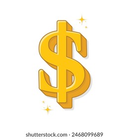 Dollar clip art, gold graphic icon money vector illustration 