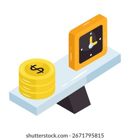 Dólar com relógio, ícone do tempo é dinheiro